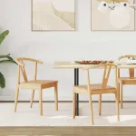 Scaun de sufragerie 2 pcs natural Lemn Solid de Cauciuc GartenMobel Dekor