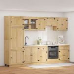 Dulap cu sertar cu raft cu ușă 9 pcs Miere Lemn de pin masiv GartenMobel Dekor