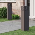 Lumină LED Solară pentru Alei 2 pcs Negru Oțel laminat la rece GartenMobel Dekor