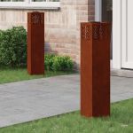 Lumină LED Solară pentru Alei 2 pcs Oțel Corten Oțel Corten GartenMobel Dekor