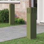 Lumină LED Solară pentru Alei Herringbone 2 pcs Verde măsliniu GartenMobel Dekor