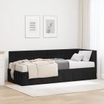 Cadru de pat colțar cu saltea cu headboard 2 pcs Negru Catifea GartenMobel Dekor