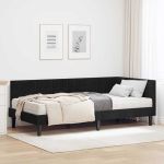 Cadru de pat colțar cu saltea cu headboard 2 pcs Negru Catifea GartenMobel Dekor