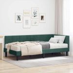Cadru de pat colțar cu saltea cu headboard 2 pcs Verde Catifea GartenMobel Dekor