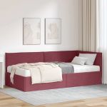 Cadru de pat colțar cu saltea cu headboard 2 pcs Gri Catifea GartenMobel Dekor