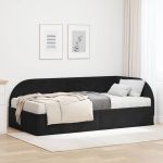 Cadru de pat colțar cu saltea cu headboard 2 pcs Negru Catifea GartenMobel Dekor