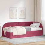 Cadru de pat colțar cu saltea cu headboard 2 pcs Roșu Catifea GartenMobel Dekor
