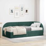 Cadru de pat colțar cu saltea cu headboard 2 pcs Verde Catifea GartenMobel Dekor