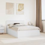 Cadru de pat cu headboard Alb 140 x 200 cm Lemn compozit GartenMobel Dekor