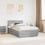 Cadru de pat cu headboard Gri Sonoma 135 x 190 cm Lemn compozit GartenMobel Dekor