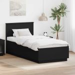 Cadru de pat cu headboard Negru 90 x 190 cm Lemn compozit GartenMobel Dekor
