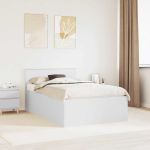 Cadru de pat cu headboard Alb 120 x 190 cm Lemn compozit GartenMobel Dekor