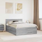 Cadru de pat cu headboard Gri Sonoma 140 x 190 cm Lemn compozit GartenMobel Dekor