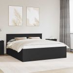 Cadru de pat cu headboard Negru 200 x 200 cm Lemn compozit GartenMobel Dekor