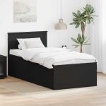 Daybed cu sertar cu headboard Negru 90 x 200 cm Lemn compozit GartenMobel Dekor