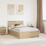 Cadru de pat Stejar Sonoma 120 x 200 cm Lemn compozit GartenMobel Dekor