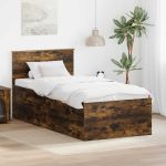 Cadru de pat Stejar fumuriu 90 x 200 cm Lemn compozit GartenMobel Dekor
