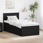 Cadru de pat cu headboard Negru 75 x 190 cm Lemn compozit GartenMobel Dekor