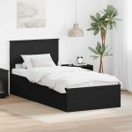 Cadru de pat cu headboard Negru 90 x 190 cm Lemn compozit GartenMobel Dekor