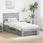 Cadru de pat Gri din beton 100 x 200 m Lemn compozit GartenMobel Dekor