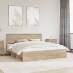 Cadru de pat Stejar Sonoma 200 x 200 cm Lemn compozit GartenMobel Dekor