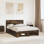 Cadru de pat Stejar fumuriu 140 x 200 cm Lemn compozit GartenMobel Dekor