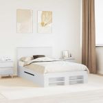 Cadru de pat cu headboard Alb 137 x 203 cm Lemn compozit GartenMobel Dekor