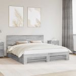 Cadru de pat cu headboard Gri Sonoma 180 x 200 cm Lemn compozit GartenMobel Dekor