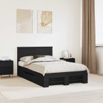 Cadru de pat cu headboard Negru 120 x 200 cm Lemn compozit GartenMobel Dekor