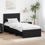 Cadru de pat cu headboard Negru 90 x 200 cm Lemn compozit GartenMobel Dekor