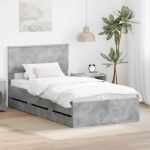 Cadru de pat Gri din beton 100 x 200 cm Lemn Ingineresc GartenMobel Dekor