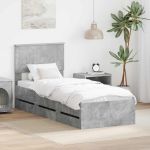 Cadru de pat Gri din beton 75 x 190 cm Lemn Ingineresc GartenMobel Dekor