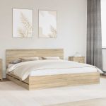 Cadru de pat Stejar Sonoma 200 x 200 cm Lemn Ingineresc GartenMobel Dekor