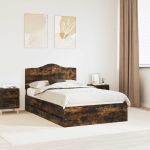 Cadru de pat Stejar fumuriu 135 x 190 cm Lemn Ingineresc GartenMobel Dekor