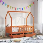 Cadru de pat copii cu sertare, 80x170 cm, lemn masiv pin GartenMobel Dekor