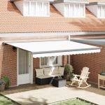 Cortina Retractabilă Manual Alb 4 ×3 m Pânză GartenMobel Dekor