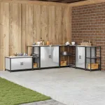 Depozitare pentru bucătărie Argintiu 60 x 50 x 92 cm Oțel GartenMobel Dekor