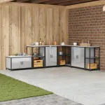 Depozitare pentru bucătărie Argintiu 60 x 50 x 92 cm Oțel GartenMobel Dekor