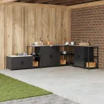 Depozitare pentru bucătărie cu raft Negru 60 x 50 x 92 cm Oțel GartenMobel Dekor