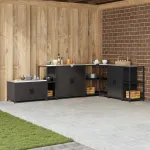 Depozitare pentru bucătărie cu raft Negru 60 x 50 x 92 cm Oțel GartenMobel Dekor