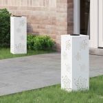 Lumină LED Solară pentru Alei 2 pcs Alb Oțel laminat la rece GartenMobel Dekor