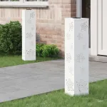 Lumină LED Solară pentru Alei 2 pcs Alb Oțel laminat la rece GartenMobel Dekor