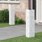 Lumină LED Solară pentru Alei 2 pcs Alb Oțel laminat la rece GartenMobel Dekor