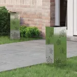 Lumină LED Solară pentru Alei 2 pcs Galvanizat Galvanizat GartenMobel Dekor