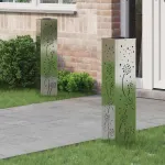 Lumină LED Solară pentru Alei 2 pcs Galvanizat Galvanizat GartenMobel Dekor