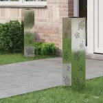 Lumină LED Solară pentru Alei 2 pcs Galvanizat Galvanizat GartenMobel Dekor