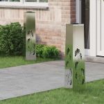 Lumină LED Solară pentru Alei 2 pcs Galvanizat Galvanizat GartenMobel Dekor