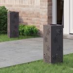 Lumină LED Solară pentru Alei 2 pcs Negru Oțel laminat la rece GartenMobel Dekor