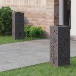 Lumină LED Solară pentru Alei 2 pcs Negru Oțel laminat la rece GartenMobel Dekor