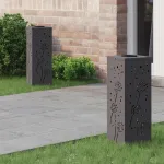 Lumină LED Solară pentru Alei 2 pcs Negru Oțel laminat la rece GartenMobel Dekor